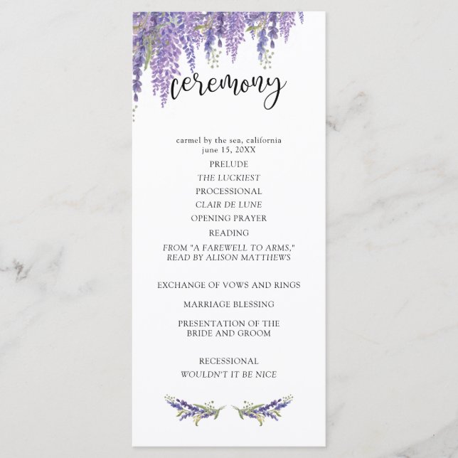 Wisteria Tree Wedding Program Programm (Vorderseite)