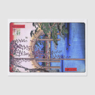 Wisteria und Arched Bridge, Hiroshige Seidenpapier