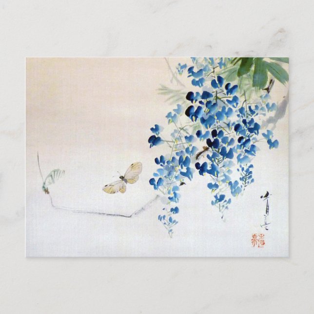 Wisteria und Butterfly, Watanabe Seitei Postkarte (Vorderseite)