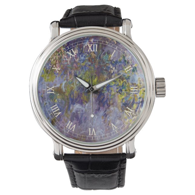 Wisteria (verlassen Hälfte) von Claude Monet Armbanduhr (Vorderseite)