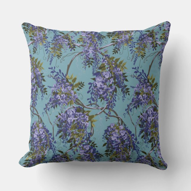Wisteria Vine Floral Throw Kissen (Vorderseite)
