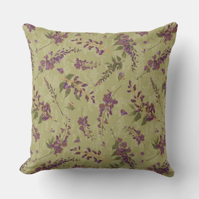 Wisteria Vine Floral Throw Kissen (Vorderseite)