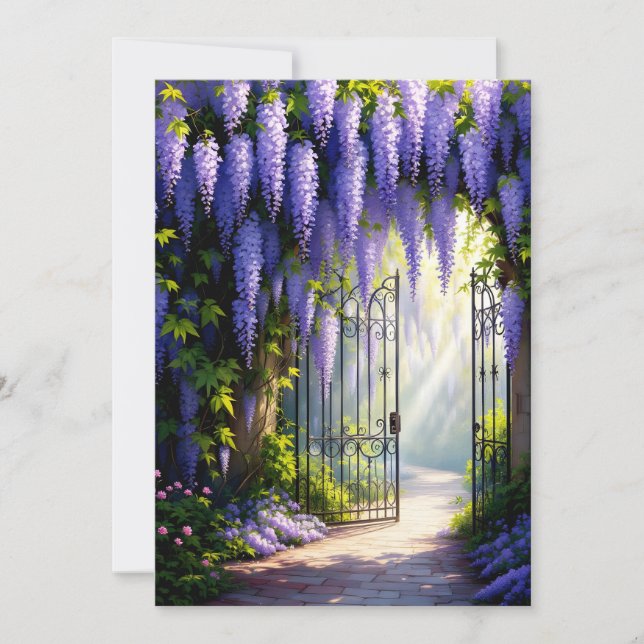 Wisteria vine on nostalgic, victorian garden gate  einladung (Vorderseite)