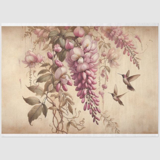 Wisteria Vine Pink Blume Decoupage Seidenpapier (Vorderseite)