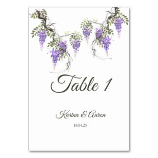 Wisteria Wedding Welcome Sign Tischnummer