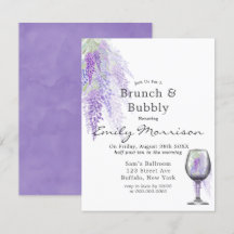 Wisteria Wine Glass Brunch & Bubbly Einladung