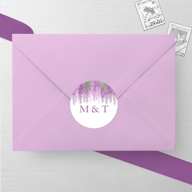 Wisteria Wonder Wedding Runder Aufkleber (Von Creator hochgeladen)