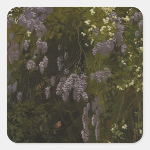 Wisterien in Bloom - Blumenkomposition Quadratischer Aufkleber