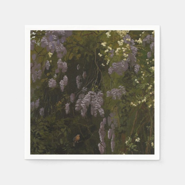 Wisterien in Bloom - Blumenkomposition Serviette (Vorderseite)