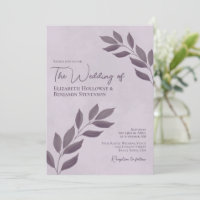 Wistful Leaves Elegant Modern Dusty Purple Wedding