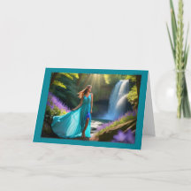 Wistful Waterfall Woman's Geburtstagskarte