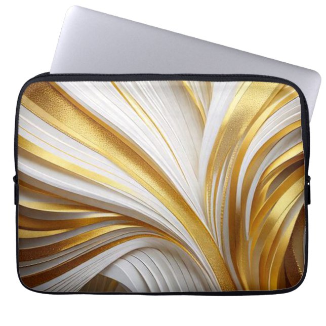 Wit Goud Retro Laptop Sleeve (Vorderseite)