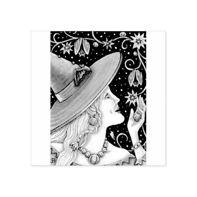 WITCH & BAT VINES HALLOWEWEER RUBBER-BRIEFMARKE GUMMISTEMPEL (Prägung)