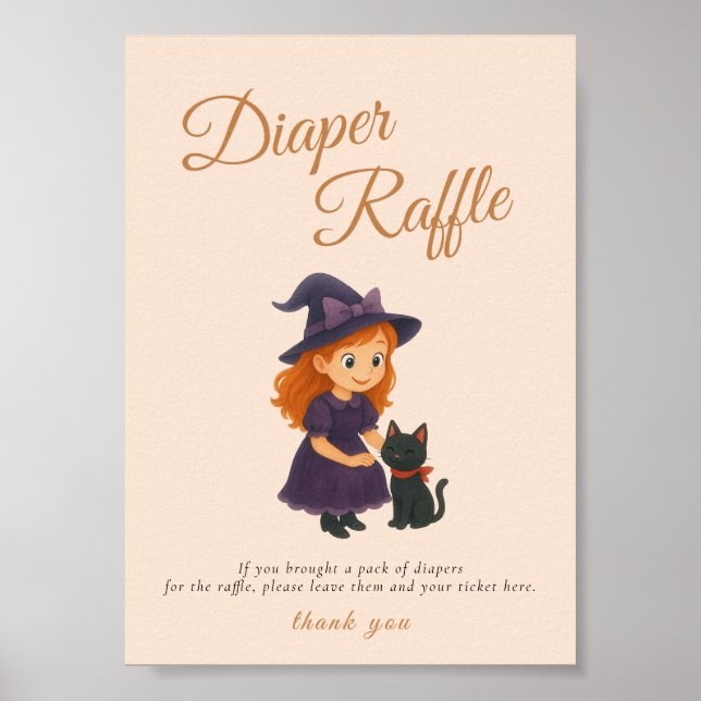 Witch & Cat Bow Cards  Gifts Table Sign Poster (Vorne)