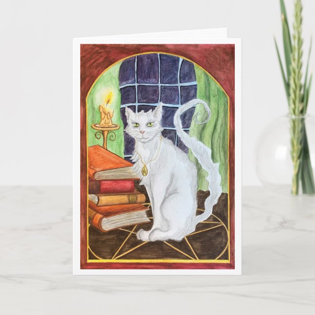 Witch Cat greeting card Karte (Vorderseite)