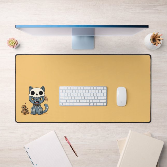 Witch Cat Voodoo Doll on Yellow Schreibtischunterlage (Büro 1)