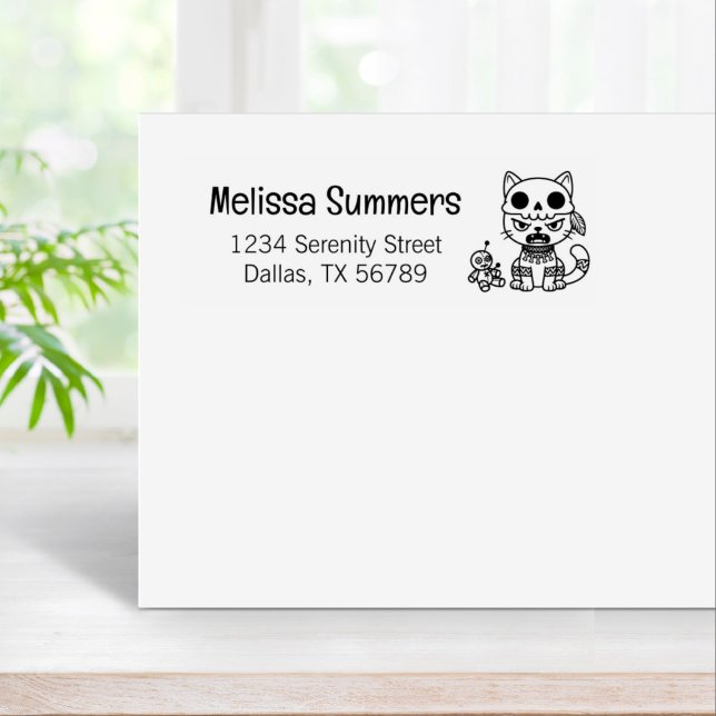 Witch Cat Voodoo Doll Return Address Gummistempel (Von Creator hochgeladen)