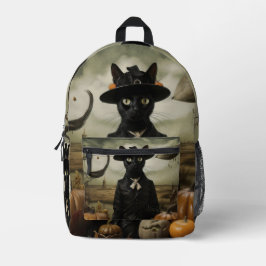 Witch Cat with Pumpkins  Bedruckter Rucksack