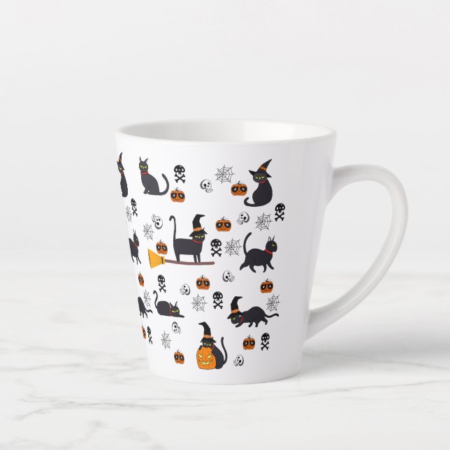 WITCH CATS, Halloween mit Katzen, Kürbiskugel für  Milchtasse (Rechts)