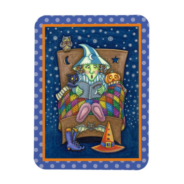WITCH ERZÄHLEN SPOOKY BEDTIME STORIES, HALLOWEEN MAGNET (Vertikal)