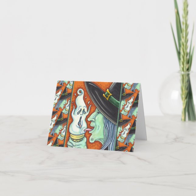 WITCH ESSEN SKREAMING EISKRAUKONE, HALLOWEEN FEIERTAGSKARTE (Vorderseite)