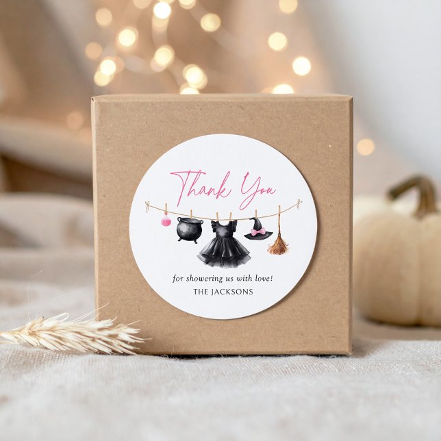 Witch Halloween Baby Shower Runder Aufkleber (Von Creator hochgeladen)