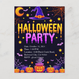 Witch Hat Halloween Party Postkarte