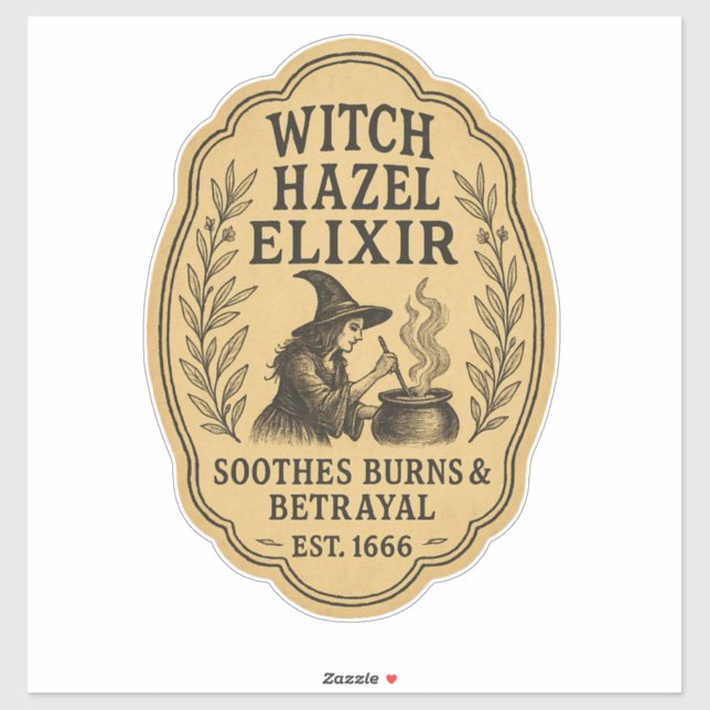 Witch Hazel Elixir - Halloween Apothecary Label (Blatt)