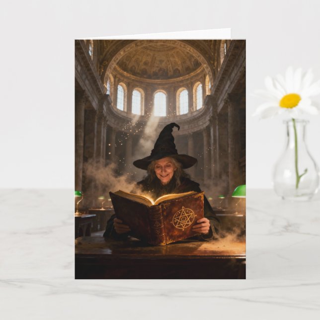Witch in the Library Blank Inside All Occasions Karte (Kleine Pflanze)