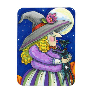 WITCH IST MIT KÜCHEN, SCHWARZEN KATZKISSEN GERÄUMT MAGNET