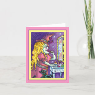 WITCH LIPSTICK, PERFUME & NAIL POLISH, FUNNY Blank Feiertagskarte