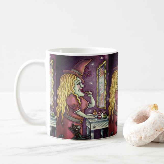 WITCH LIPSTICK, PERFUME & NAIL POLISH, FUNNY NIEDL KAFFEETASSE (Mit Donut)