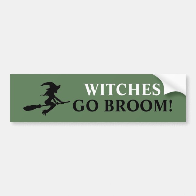 Witch On Broomstick Bumper Sticker Autoaufkleber (Vorne)