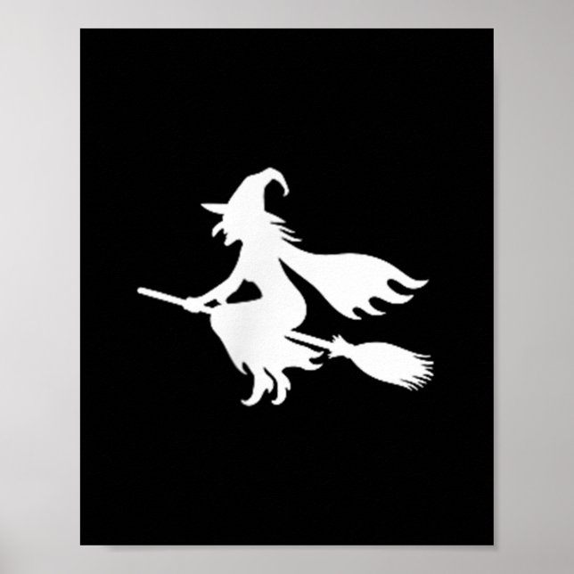 Witch On Broomstick Halloween Subtle Minimal Funny Poster (Vorne)