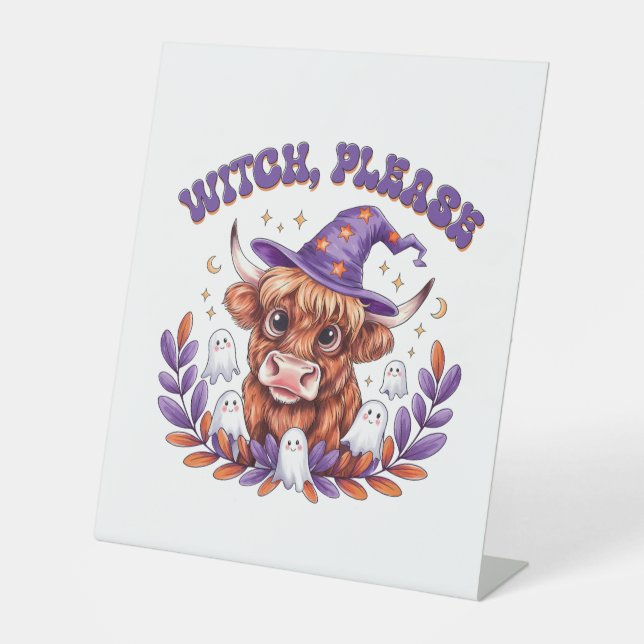 Witch Please Highland Cow Halloween Sockelschild (Vorderseite)