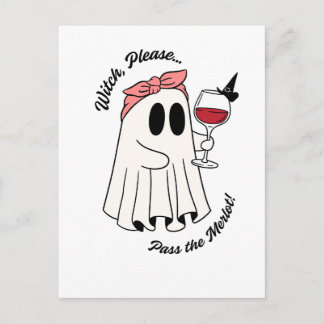 Witch Please Pass the Merlot Funny Halloween Wine Einladungspostkarte