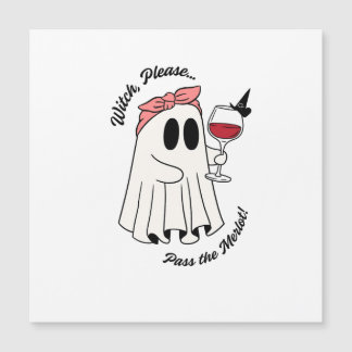 Witch Please Pass the Merlot Funny Halloween Wine Magnetkarte