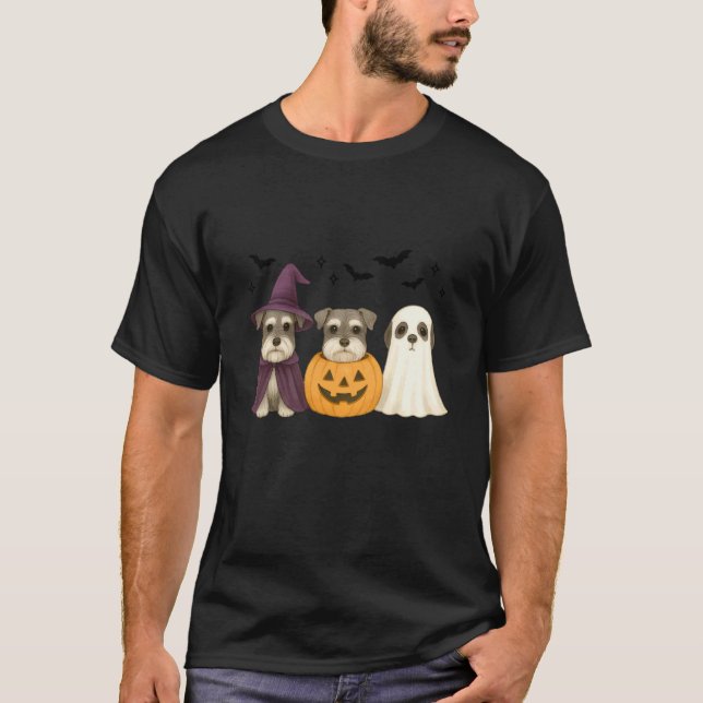 Witch Schnauzer Halloween Schnauzer Dog Mom Dog Lo T-Shirt (Vorderseite)