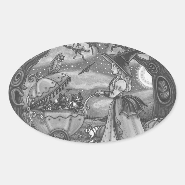 WITCH, SCHWARZE KATZE-BUGGY GOTHIC STICKERS SHEEOv (Vorderseite)