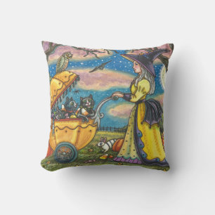 WITCH, SCHWARZE KATZE-BUGGY HALLOWEN DURCH PILLOW KISSEN
