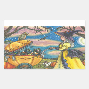 WITCH, SCHWARZE KATZE-BUGGY-KABEL-KABEL RECHTECKIGER AUFKLEBER