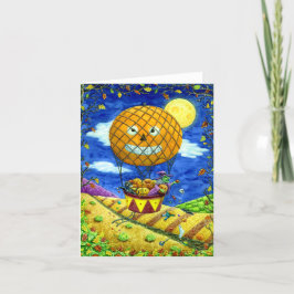 WITCH, SCHWARZE KATZE IN HOT AIR BALLOON FOLART Bl Feiertagskarte