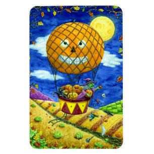 WITCH, SCHWARZE KATZE IN HOT AIR BALLOON FOLART SP MAGNET