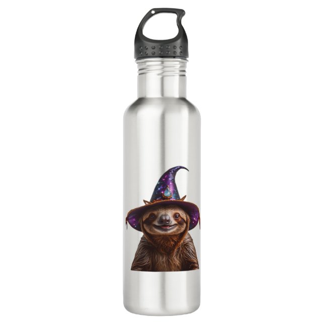 Witch Sloth Halloween trick or treat spooky pumpki Edelstahlflasche (Vorderseite)
