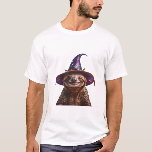 Witch Sloth Halloween trick or treat spooky pumpki T-Shirt (Vorderseite)