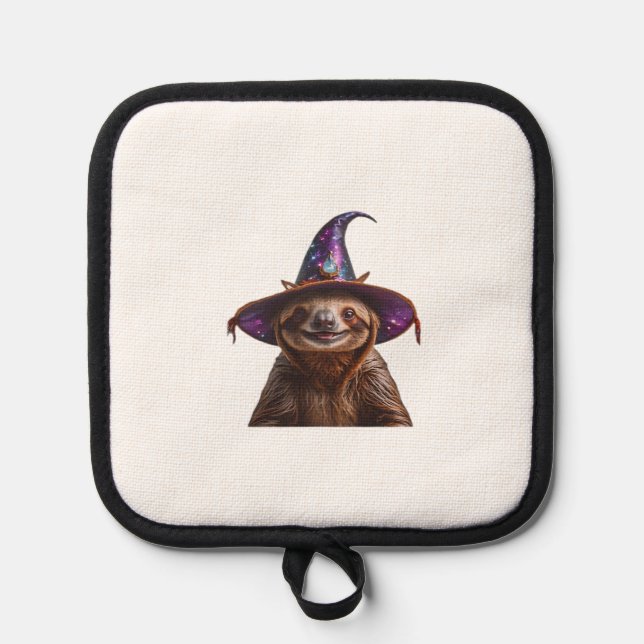 Witch Sloth Halloween trick or treat spooky pumpki Topflappen (Vorderseite)