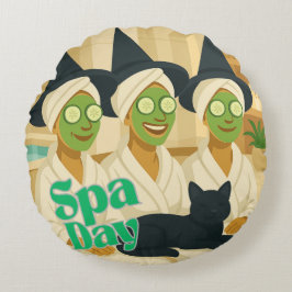 Witch Spa Day Funny Humor  Rundes Kissen