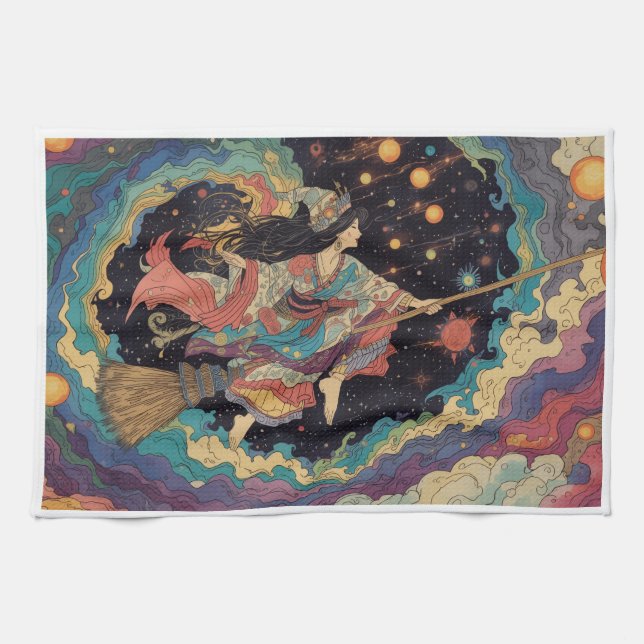 Witch tea towel geschirrtuch (Horizontal)