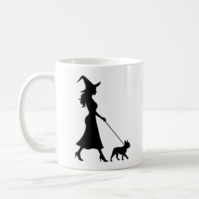Witch Walking Frenchie Kaffeetasse (Links)