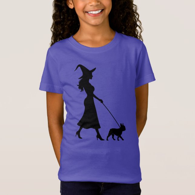 Witch Walking Frenchie T-Shirt (Vorderseite)